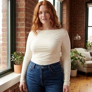 Abercrombie & Fitch Long Sleeve Ruched Bodysuit XL